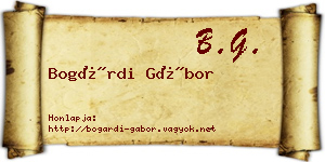 Bogárdi Gábor névjegykártya